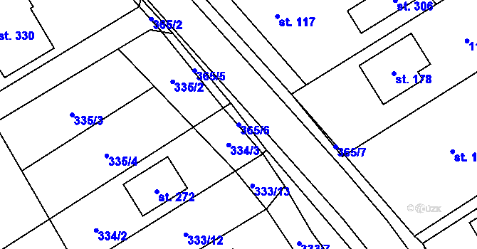 Parcela st. 365/6 v KÚ Mysločovice, Katastrální mapa
