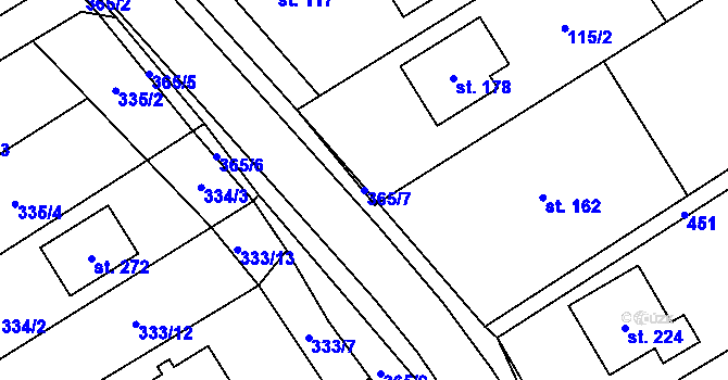 Parcela st. 365/7 v KÚ Mysločovice, Katastrální mapa
