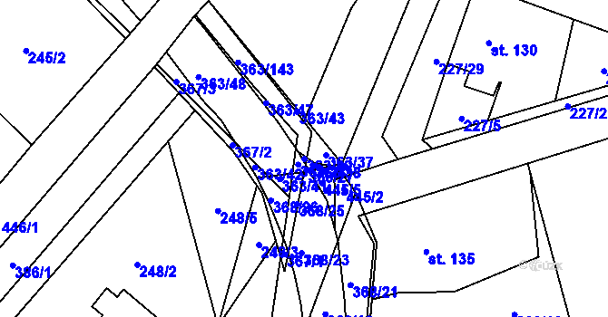 Parcela st. 363/40 v KÚ Mysločovice, Katastrální mapa