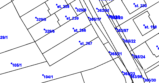 Parcela st. 267 v KÚ Mysločovice, Katastrální mapa