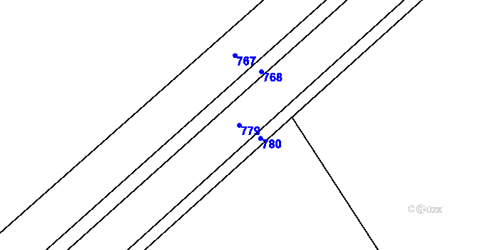 Parcela st. 779 v KÚ Mysločovice, Katastrální mapa
