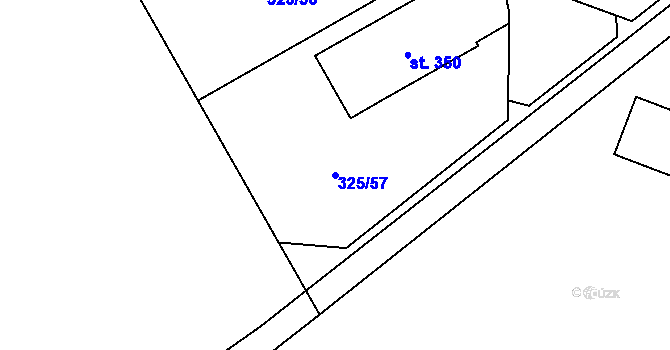 Parcela st. 325/57 v KÚ Mysločovice, Katastrální mapa