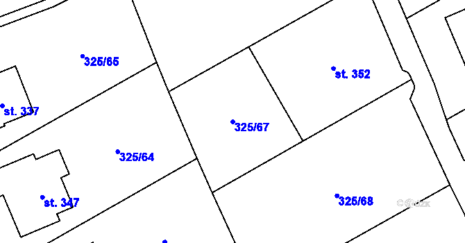 Parcela st. 325/67 v KÚ Mysločovice, Katastrální mapa