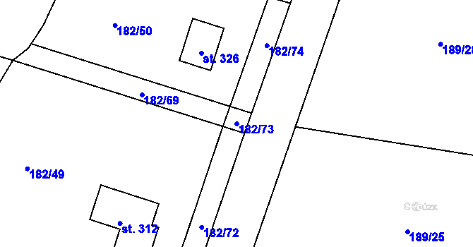 Parcela st. 182/73 v KÚ Mysločovice, Katastrální mapa