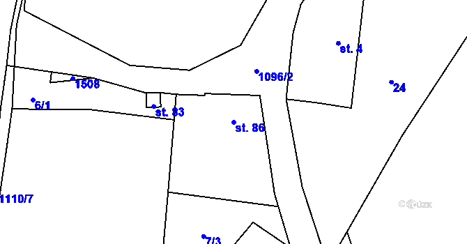 Parcela st. 86 v KÚ Myslotín, Katastrální mapa