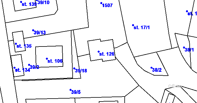 Parcela st. 126 v KÚ Myslotín, Katastrální mapa