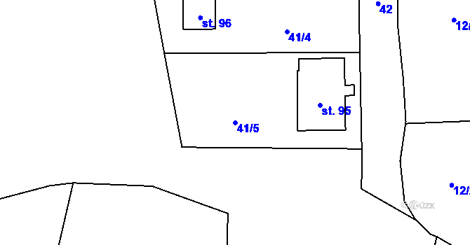 Parcela st. 41/5 v KÚ Myslotín, Katastrální mapa