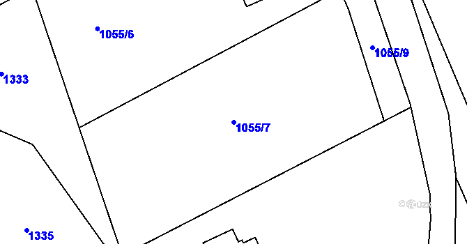 Parcela st. 1055/7 v KÚ Myslotín, Katastrální mapa