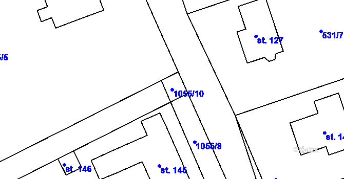Parcela st. 1055/10 v KÚ Myslotín, Katastrální mapa