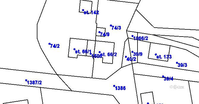 Parcela st. 66/2 v KÚ Myslotín, Katastrální mapa