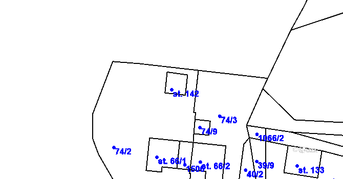 Parcela st. 142 v KÚ Myslotín, Katastrální mapa