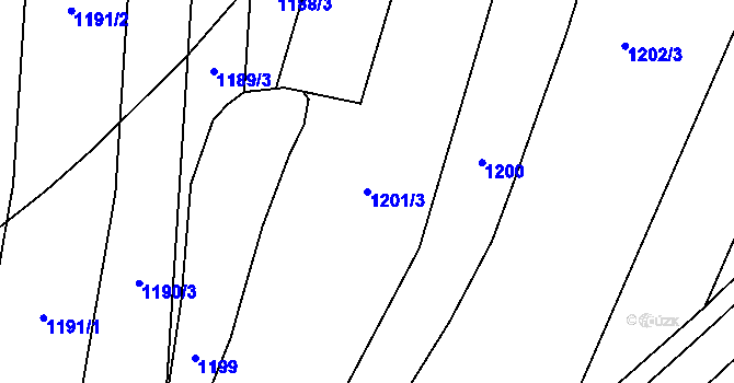 Parcela st. 1201/3 v KÚ Myslotín, Katastrální mapa