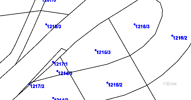 Parcela st. 1215/3 v KÚ Myslotín, Katastrální mapa