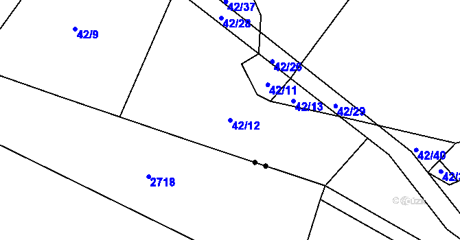 Parcela st. 42/12 v KÚ Domažličky, Katastrální mapa