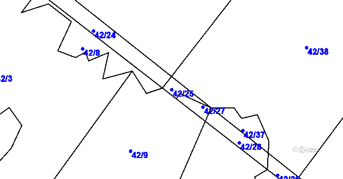 Parcela st. 42/25 v KÚ Domažličky, Katastrální mapa