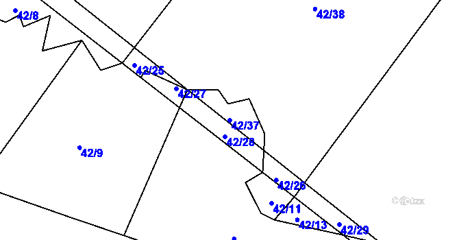 Parcela st. 42/37 v KÚ Domažličky, Katastrální mapa