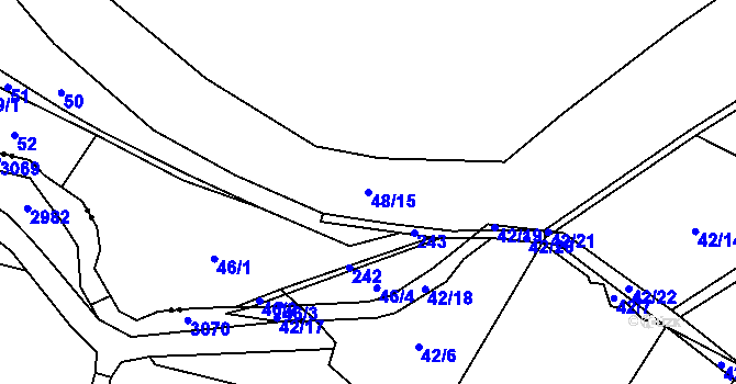 Parcela st. 48/15 v KÚ Domažličky, Katastrální mapa