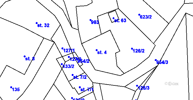Parcela st. 4 v KÚ Kroměždice, Katastrální mapa