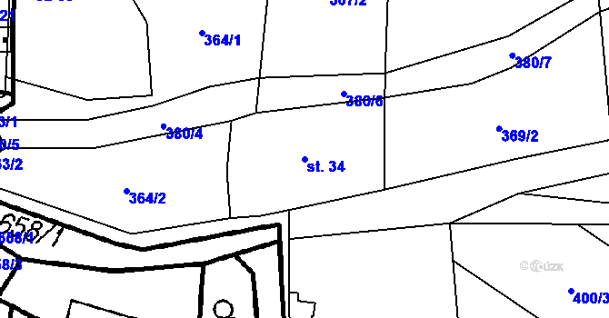 Parcela st. 34 v KÚ Kroměždice, Katastrální mapa