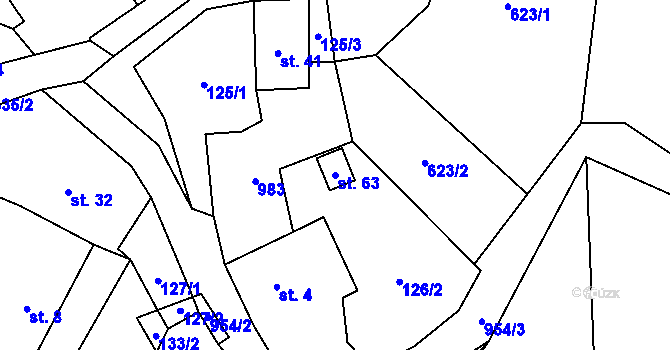 Parcela st. 63 v KÚ Kroměždice, Katastrální mapa