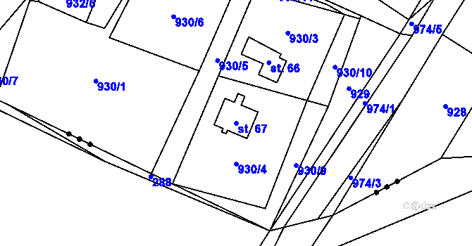 Parcela st. 67 v KÚ Kroměždice, Katastrální mapa