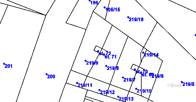 Parcela st. 72 v KÚ Kroměždice, Katastrální mapa