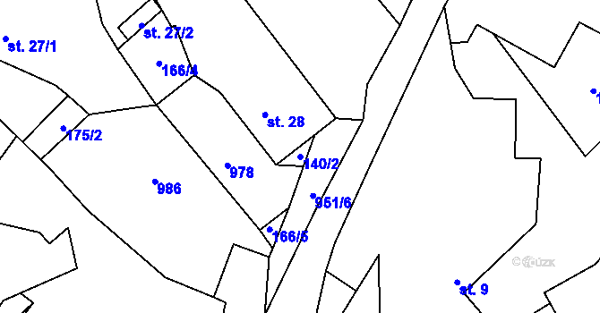 Parcela st. 140/2 v KÚ Kroměždice, Katastrální mapa