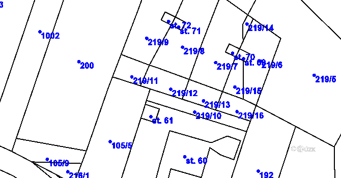 Parcela st. 219/12 v KÚ Kroměždice, Katastrální mapa
