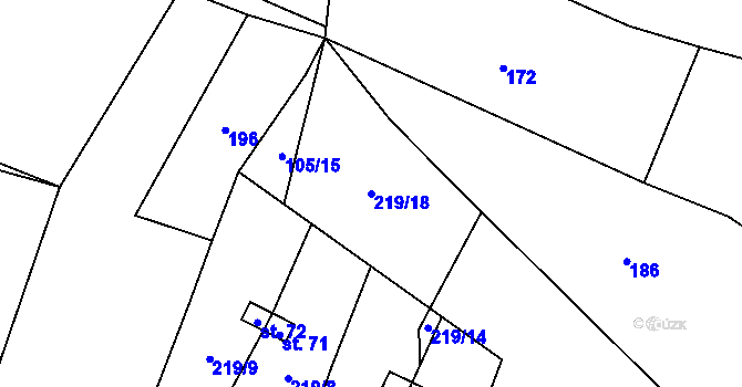 Parcela st. 219/18 v KÚ Kroměždice, Katastrální mapa