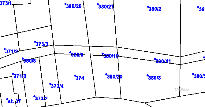 Parcela st. 380/10 v KÚ Kroměždice, Katastrální mapa