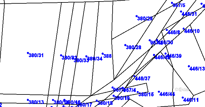 Parcela st. 388 v KÚ Kroměždice, Katastrální mapa