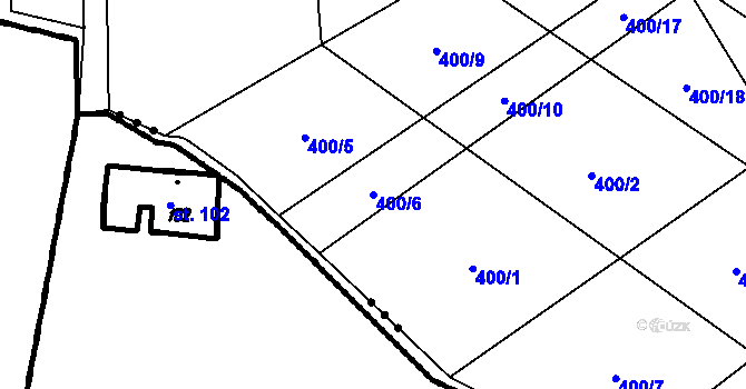 Parcela st. 400/6 v KÚ Kroměždice, Katastrální mapa