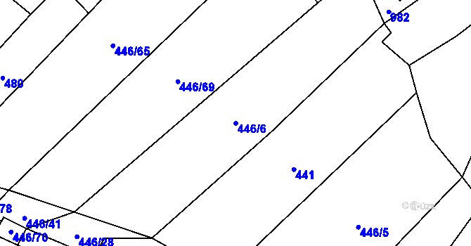 Parcela st. 446/6 v KÚ Kroměždice, Katastrální mapa