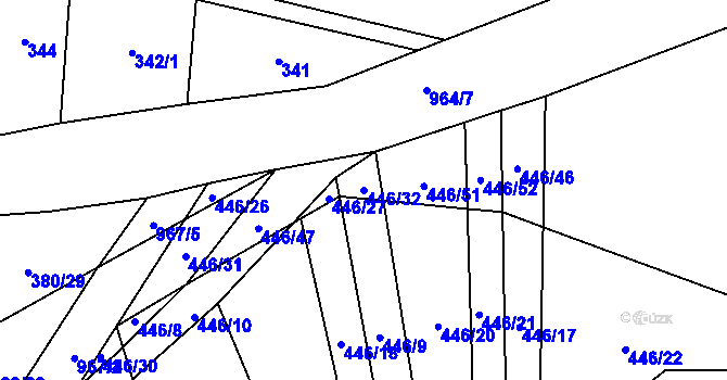 Parcela st. 446/32 v KÚ Kroměždice, Katastrální mapa