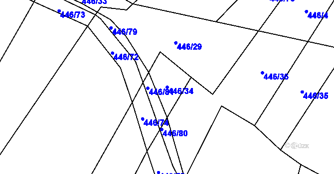 Parcela st. 446/34 v KÚ Kroměždice, Katastrální mapa