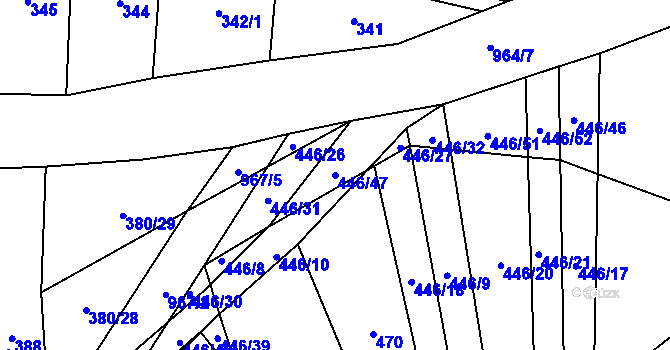 Parcela st. 446/47 v KÚ Kroměždice, Katastrální mapa