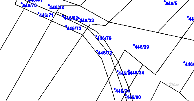 Parcela st. 446/72 v KÚ Kroměždice, Katastrální mapa
