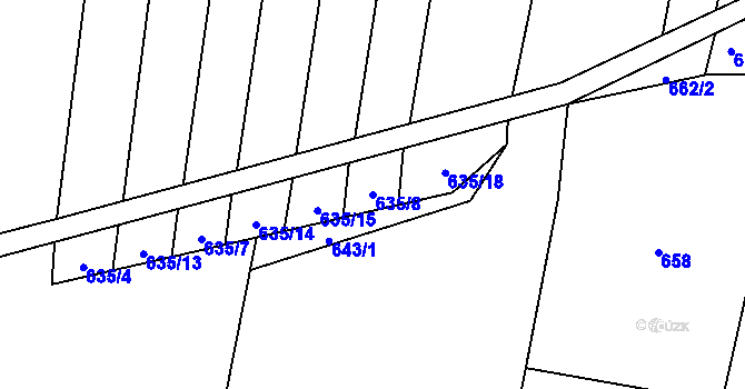 Parcela st. 635/8 v KÚ Kroměždice, Katastrální mapa