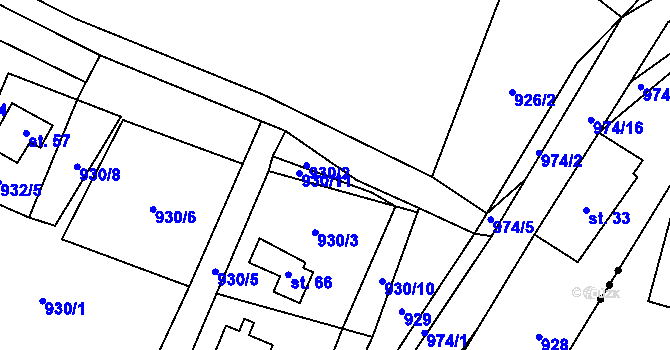 Parcela st. 930/2 v KÚ Kroměždice, Katastrální mapa