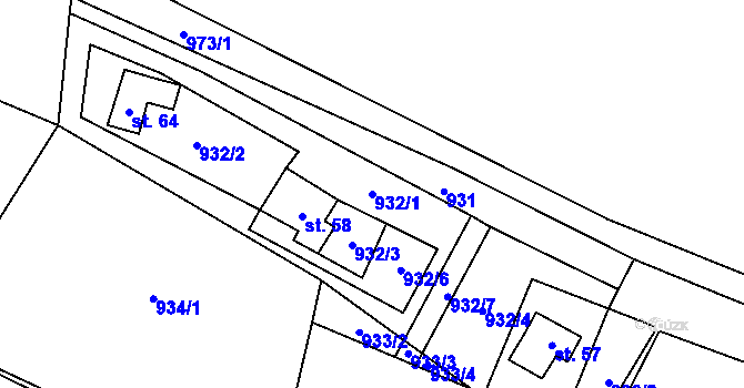 Parcela st. 932/1 v KÚ Kroměždice, Katastrální mapa