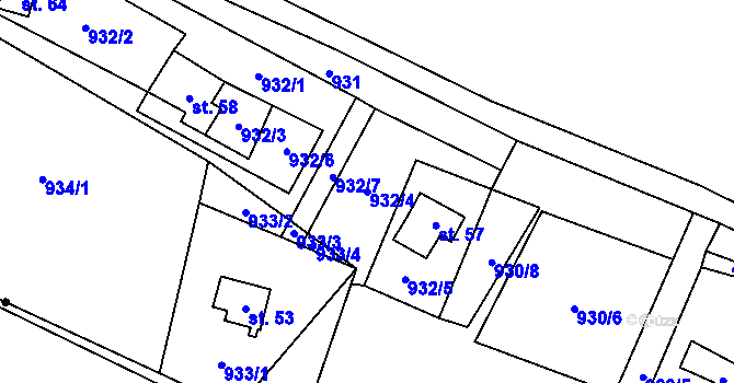 Parcela st. 932/4 v KÚ Kroměždice, Katastrální mapa