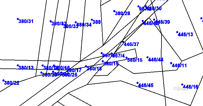 Parcela st. 967/3 v KÚ Kroměždice, Katastrální mapa