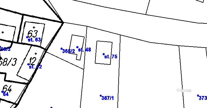 Parcela st. 75 v KÚ Kroměždice, Katastrální mapa