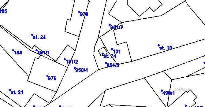 Parcela st. 74 v KÚ Kroměždice, Katastrální mapa