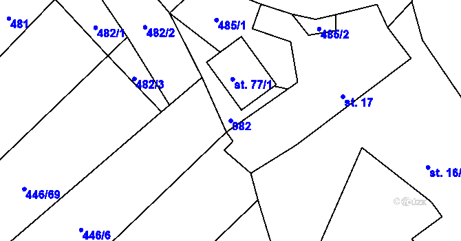 Parcela st. 982 v KÚ Kroměždice, Katastrální mapa