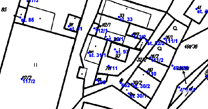 Parcela st. 31/2 v KÚ Myslovice, Katastrální mapa