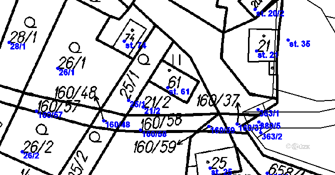 Parcela st. 61 v KÚ Myslovice, Katastrální mapa