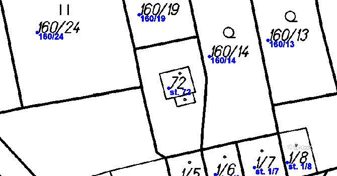 Parcela st. 72 v KÚ Myslovice, Katastrální mapa
