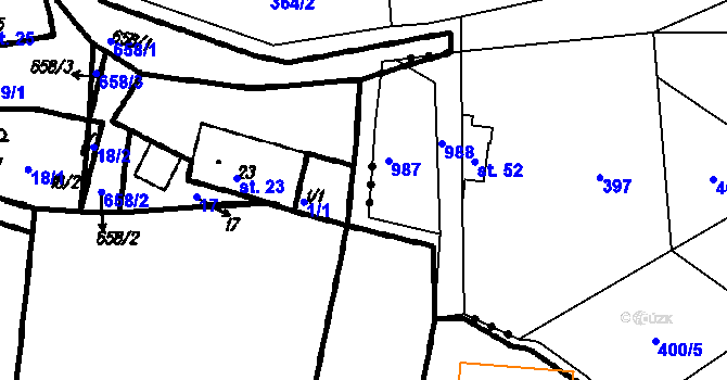Parcela st. 1/2 v KÚ Myslovice, Katastrální mapa