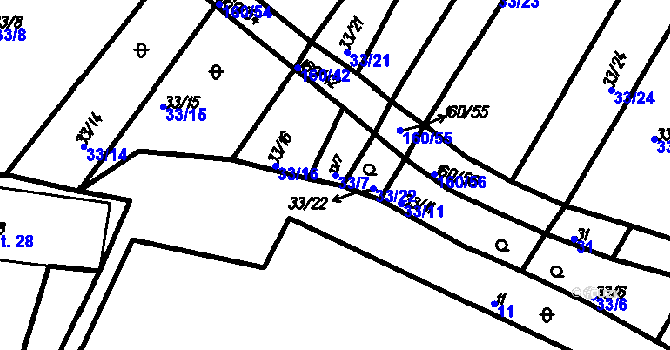 Parcela st. 33/7 v KÚ Myslovice, Katastrální mapa